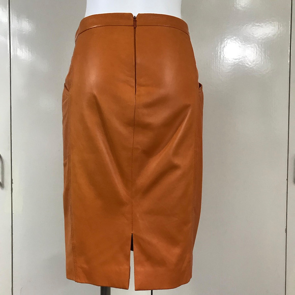 Auc Gucci Logo Napa Leather Pencil Skirt IT 40 - Picture 4 of 8